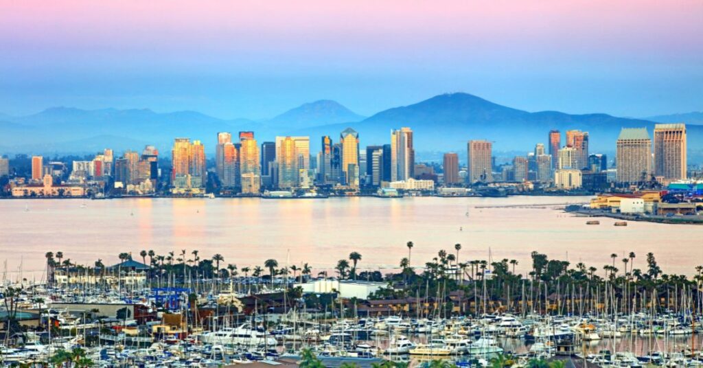 Skyline of San Diego California home to the University of California San Diego (UCSD)