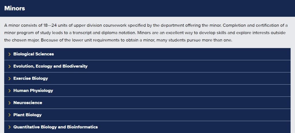 Minor Options at UC Davis